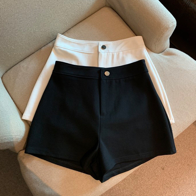Black Large Size Casual Suit Shorts High Waist Slimming Look A-Line shorts - Bellaward Fashions