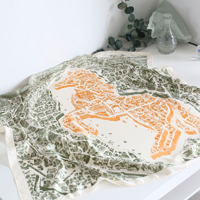 [90cm Large Square Scarf] French Retro Niche Tube Top Silk Scarf Elegant Sun Protection Shawl - Bellaward Fashions