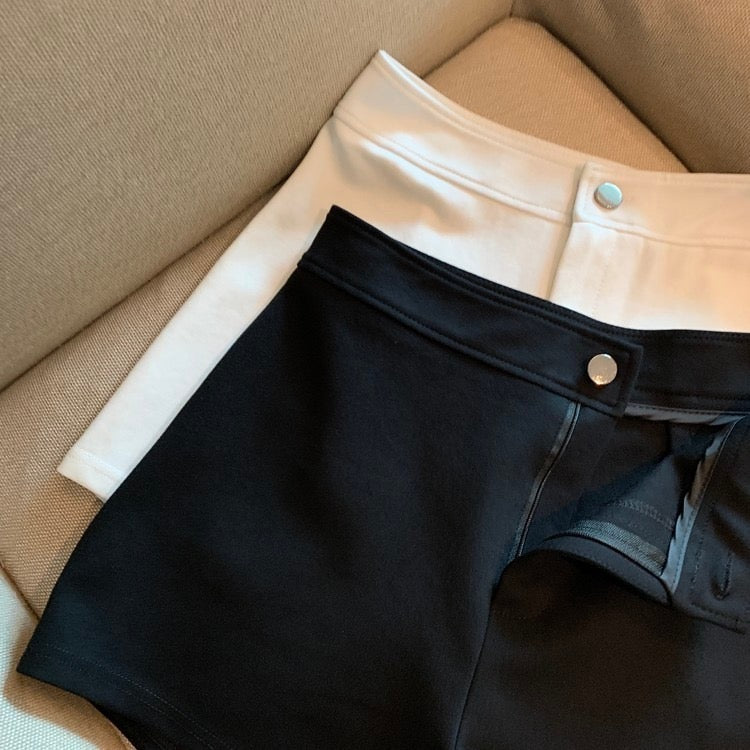 Black Large Size Casual Suit Shorts High Waist Slimming Look A-Line shorts - Bellaward Fashions