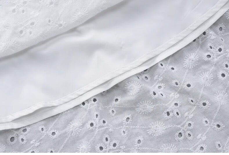 One-Line Collar Waist Top/Lace Puffy Long Skirt - Bellaward Fashions