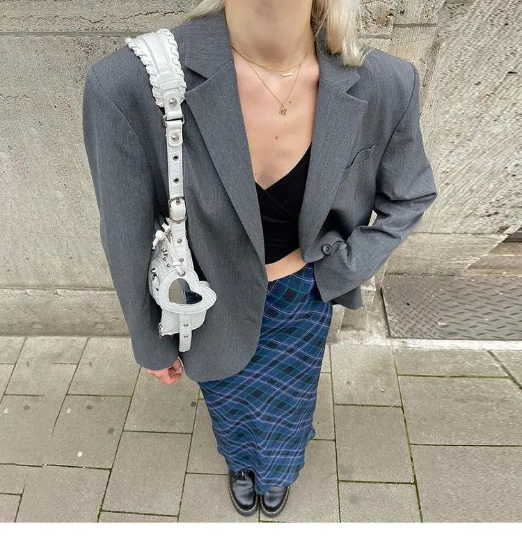 Klalien European and American Style Plaid Mid-Length skirt - Bellaward Fashions