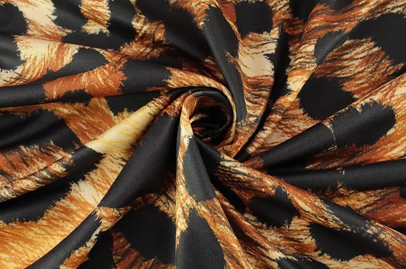 Slim Fit Hip Wrap Leopard Print Dress Bellaward