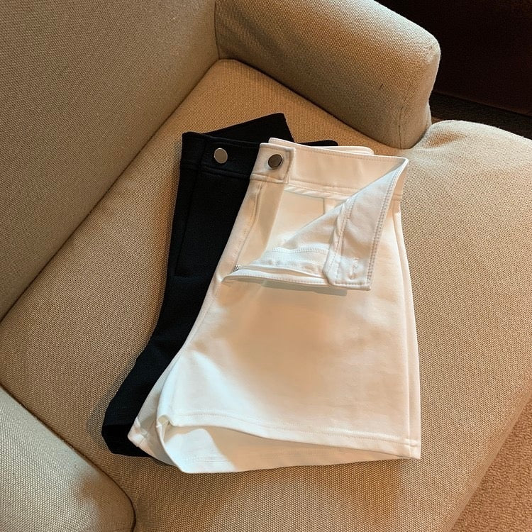 Black Large Size Casual Suit Shorts High Waist Slimming Look A-Line shorts - Bellaward Fashions