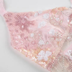 Halter Neck Camisole Lace/Sequin Patchwork Top Bellaward Fashions