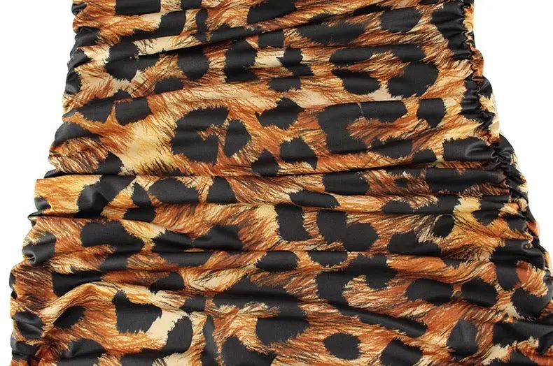 Slim Fit Hip Wrap Leopard Print Dress Bellaward