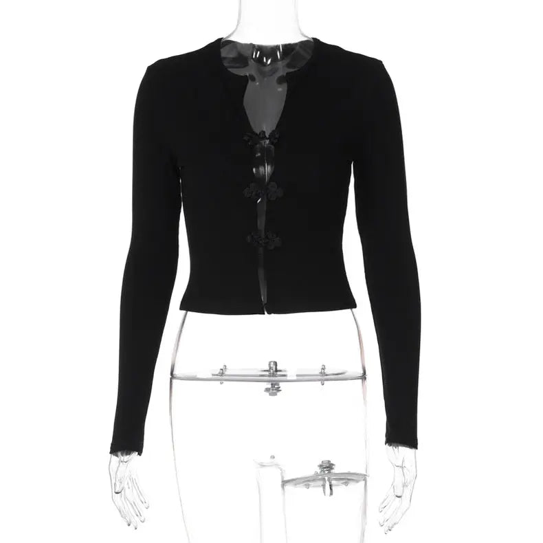 Knitted Sweater Retro Buttoned Long Sleeve - Bellaward Fashions