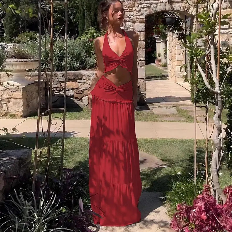 French Suspender Skirt Suit For Lazy Summer Vacation Bellaward