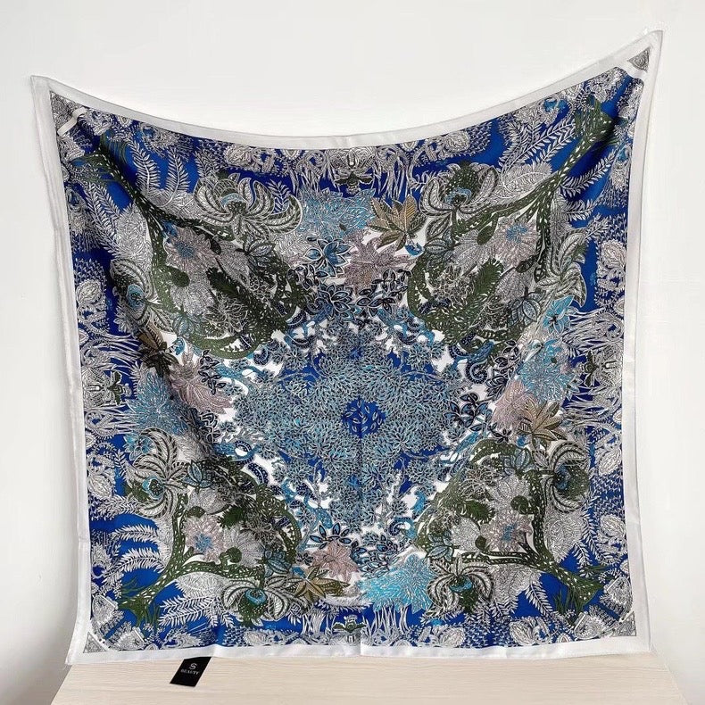 [90cm Large Square Scarf] French Retro Niche Tube Top Silk Scarf Elegant Sun Protection Shawl - Bellaward Fashions