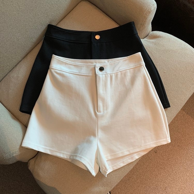 Black Large Size Casual Suit Shorts High Waist Slimming Look A-Line shorts - Bellaward Fashions