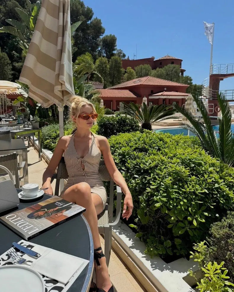 Retro Dress Plaid Backless Short - Bellaward Fashions