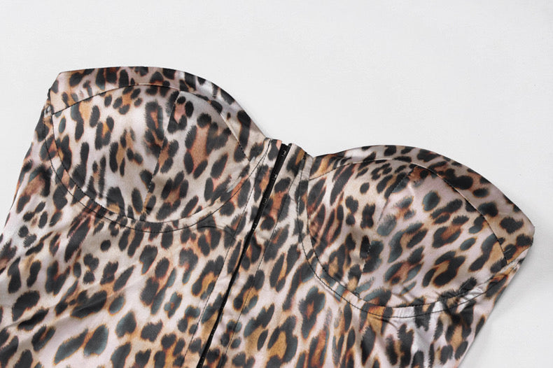 Bandeau Vest Leopard Print Backless Style - Bellaward Fashions