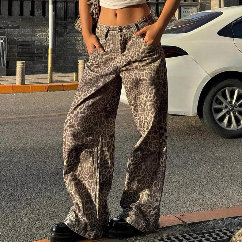 Leopard Print Wide-Leg Pants for Women Bellaward